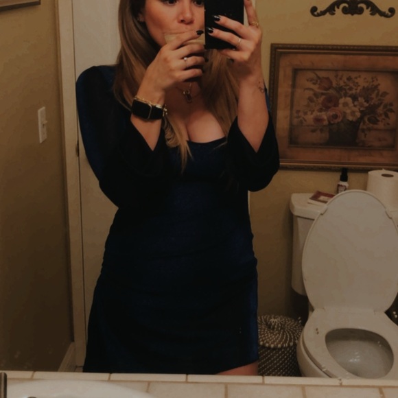 DONELLI LONG SLEEVE MINI DRESS NAVY - Picture 7 of 7